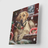 Horloge Carrée Fête de Noël du chien du Labrador (Angle)