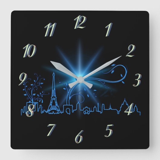 Horloge Carrée Fête du Nouvel An à Paris (Recto)