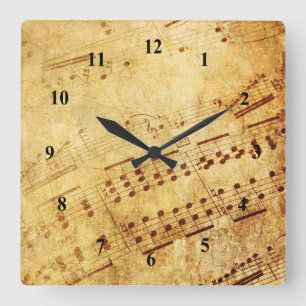 Horloge Carrée Feuille d'antiquité Vintage dorée Partition