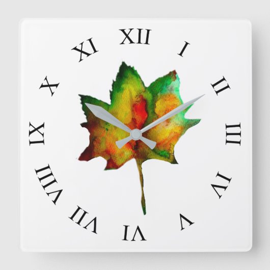 Horloge Carrée Feuille d'automne (Recto)