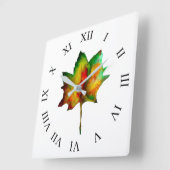 Horloge Carrée Feuille d'automne (Angle)