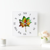 Horloge Carrée Feuille d'automne (Maison)