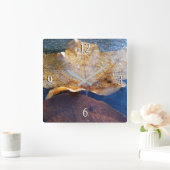 Horloge Carrée Feuille d'érable jaune congelée Automne Nature (Maison)