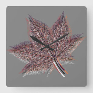 Horloge Carrée Feuille d'hiver