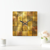 Horloge Carrée Feuille d'or (Maison)