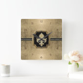 Horloge Carrée Feuille d'or Fleur de Lis Faux Bijou Vintage (Maison)