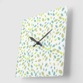 Horloge Carrée Feuille (vert) (Angle)