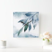 Horloge Carrée Feuilles Abstraits Indigo Blue Green (Maison)