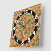 Horloge Carrée Feuilles d'automne (Angle)