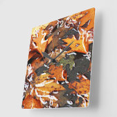 Horloge Carrée Feuilles d'automne pluvieuses (Angle)