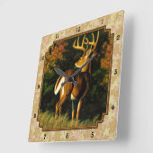 Horloge Carrée Feuilles d'automne Whitetail Buck (Angle)
