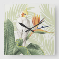 Feuilles De Palmiers Avec Oiseau Blanc