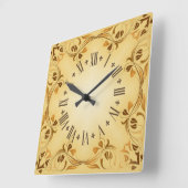 Horloge Carrée Feuilles décoratives (Angle)