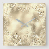 Horloge Carrée Feuilles tropicales d'or de Champaigne Botanique M (Recto)