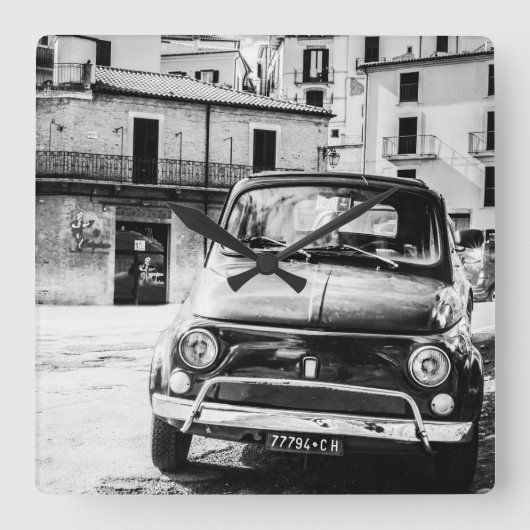 Horloge Carrée Fiat 500, cinquecento en Italie, cadeau classique  (Recto)