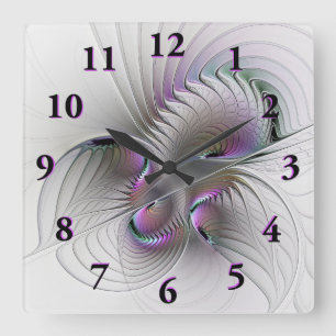 Horloge Carrée Figure de fantaisie abstraite moderne et timide, a