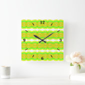 Horloge Carrée Figure Vert Et Jaune Huit Art Motif (Maison)