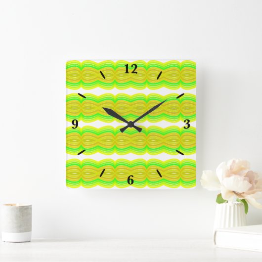 Horloge Carrée Figure Vert Et Jaune Huit  Art Motif (Maison)