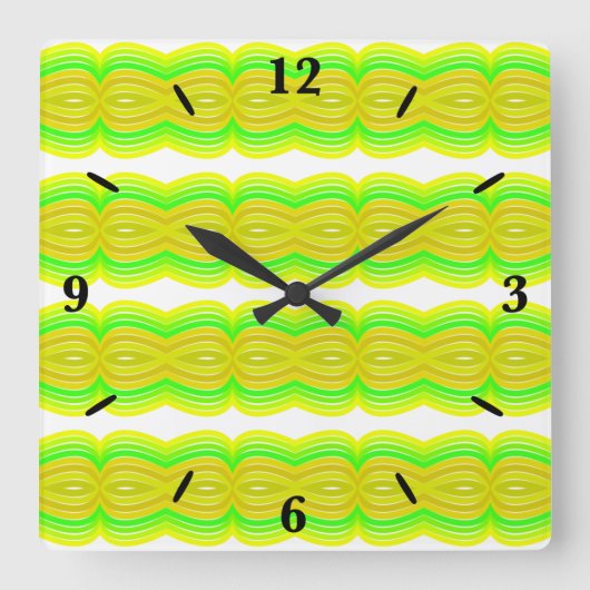 Horloge Carrée Figure Vert Et Jaune Huit Art Motif (Recto)
