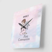 Horloge Carrée Fille, Ange de la première communion (Angle)