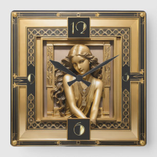 Horloge Carrée Fille Art Déco