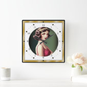 Horloge Carrée Fille Art Déco (Maison)