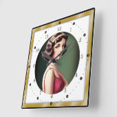 Horloge Carrée Fille Art Déco (Angle)