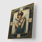 Horloge Carrée Fille Art Déco (Angle)