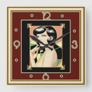 Horloge Carrée Fille Art Déco