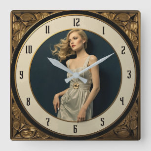 Horloge Carrée Fille Art Déco