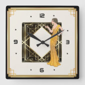 Horloge Carrée Fille Art Déco (Recto)