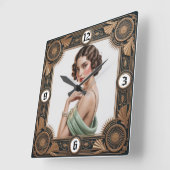 Horloge Carrée Fille Art Déco (Angle)