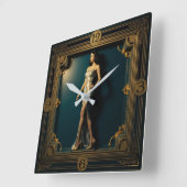 Horloge Carrée Fille Art Déco (Angle)