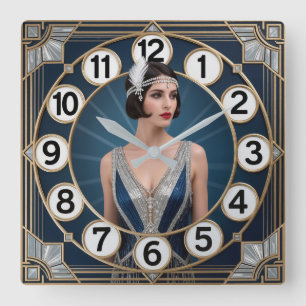 Horloge Carrée Fille Art Déco