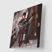 Horloge Carrée Fille avec guitare (Angle)