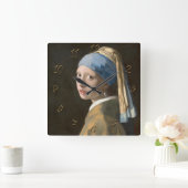 Horloge Carrée Fille avec une perle (Maison)