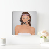 HORLOGE CARRÉE FILLE D'ÉTÉ (Maison)