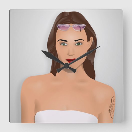 HORLOGE CARRÉE FILLE D'ÉTÉ (Recto)