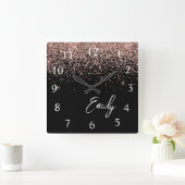 Horloge Carrée Fille Rose noir or bleu Parties scintillant rose M (Maison)
