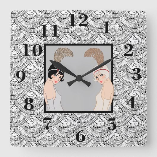 Horloge Carrée Filles Art Déco (Recto)