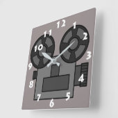 HORLOGE CARRÉE FILM PROJECTEUR AVEC LE NUMÉRO BLANC (Angle)