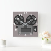 HORLOGE CARRÉE FILM PROJECTEUR AVEC LE NUMÉRO BLANC (Maison)