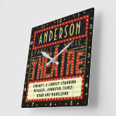 Horloge Carrée Film Theatre Marquee Home Cinéma | Nom personnalis (Angle)