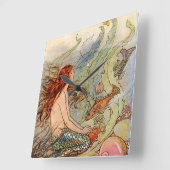 Horloge Carrée Fine Art Mermaid Ilustration Poster (Angle)