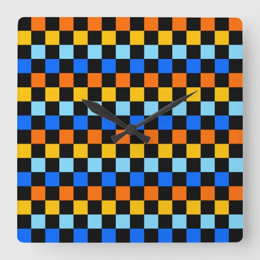 Horloge Carrée Fire and ice checkerboard pattern (Recto)