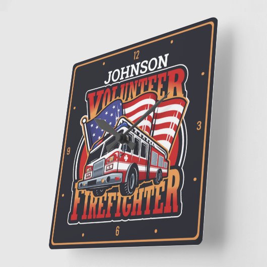 Horloge Carrée Fire Engine (Angle)