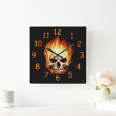 Horloge Carrée Fire Skull Clock (Maison)