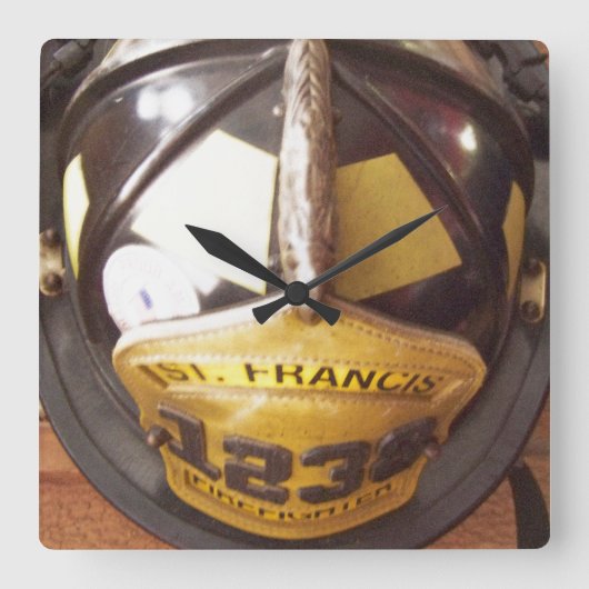 Horloge Carrée Firefighter Helmet Wall Clock (Recto)