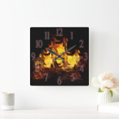 Horloge Carrée FireGlass (Maison)