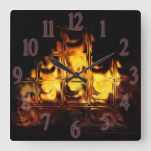 Horloge Carrée FireGlass